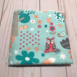 Receiving Blanket Set Of Two - 2, Foxes & Flowers Blanket, Pink Teal Flannel Girl Baby Swaddle - thumbnail 3