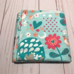 Receiving Blanket Set Of Two - 2, Foxes & Flowers Blanket, Pink Teal Flannel Girl Baby Swaddle - thumbnail 2