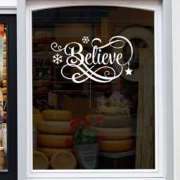 Believe Christmas Sticker For Windows Xmas Snowflake Shop Display Home Decoration Decal - thumbnail 2