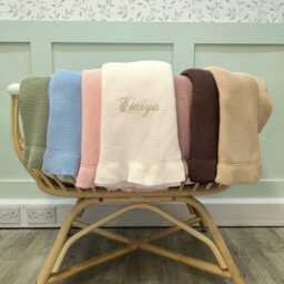 Personalised Frill Edge Baby Blanket With Embroidered Name - 100% Cotton Custom Newborn Gift - thumbnail 3