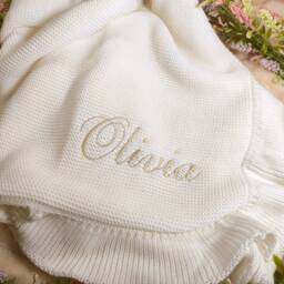 Personalised Frill Edge Baby Blanket With Embroidered Name - 100% Cotton Custom Newborn Gift - thumbnail 2