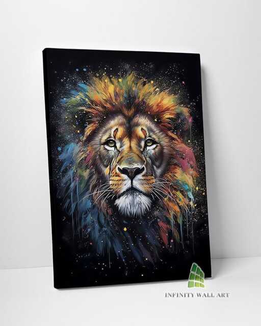 Lion Colour Splash Canvas Art Wall Print Picture Abstract Animal Framed Decor -D786 - image 1