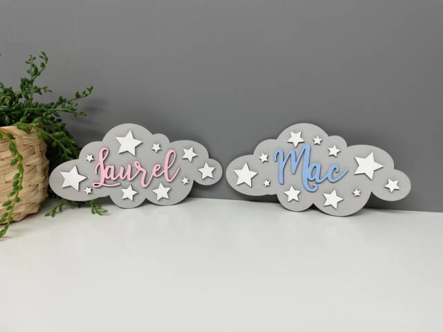 Name Cloud - Nursery Sign Personalised Children's Bedroom Door Sign - image 1