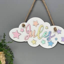Name Cloud - Nursery Sign Personalised Children's Bedroom Door Sign - thumbnail 3