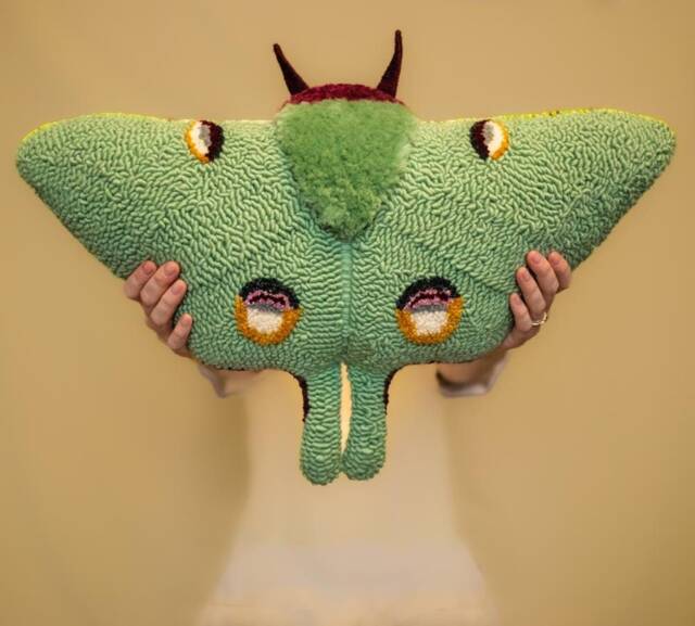 Handmade Luna Moth Pillow - Boho Butterfly Cushion, Textured Velvet Decor, Nature-Inspired Textile Art Gift - image 1