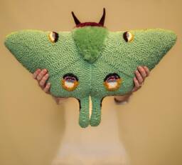 Handmade Luna Moth Pillow - Boho Butterfly Cushion, Textured Velvet Decor, Nature-Inspired Textile Art Gift - thumbnail 1