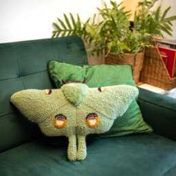 Handmade Luna Moth Pillow - Boho Butterfly Cushion, Textured Velvet Decor, Nature-Inspired Textile Art Gift - thumbnail 3