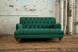 Handmade 2 Seater Emerald Green Velvet Fabric Chesterfield Sofa - thumbnail 1