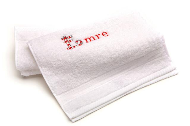 Personalized Kids Towel Embroidered Candy Cane Monogram - image 1