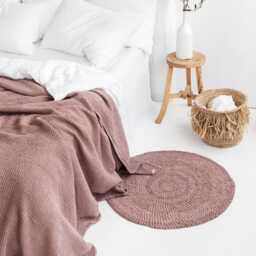 Woodrose Waffle Linen Blanket - Soft Dusty Pink Bed Throw For Queen Or King Cozy Bedspread Minimalist Farmhouse Decor - thumbnail 2