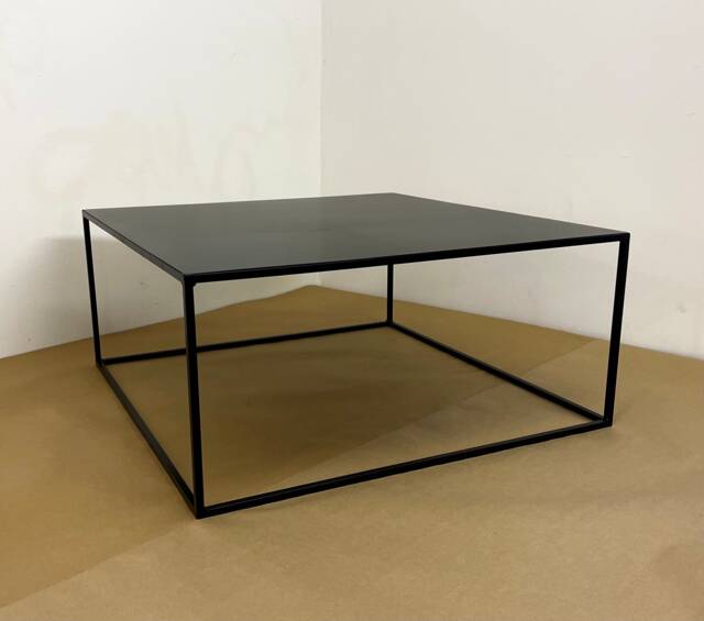 Handmade in The UK Large Square Raw Steel/Black Industrial Style Minimal Coffee Table Modern Thin Metal Frame - image 1