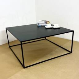 Handmade in The UK Large Square Raw Steel/Black Industrial Style Minimal Coffee Table Modern Thin Metal Frame - thumbnail 3