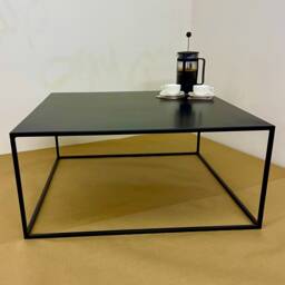 Handmade in The UK Large Square Raw Steel/Black Industrial Style Minimal Coffee Table Modern Thin Metal Frame - thumbnail 2