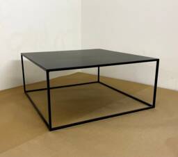 Handmade in The UK Large Square Raw Steel/Black Industrial Style Minimal Coffee Table Modern Thin Metal Frame - thumbnail 1