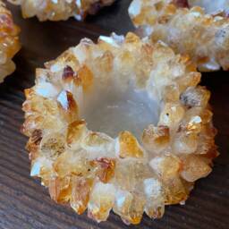 Premium Citrine Cluster Point Flower Petal Gemstone Druzy Candle/Tealight Holders Gift - thumbnail 2