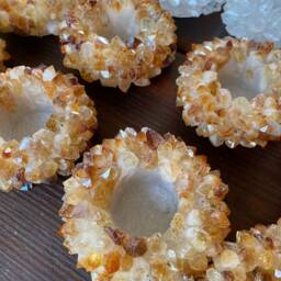 Premium Citrine Cluster Point Flower Petal Gemstone Druzy Candle/Tealight Holders Gift - thumbnail 4