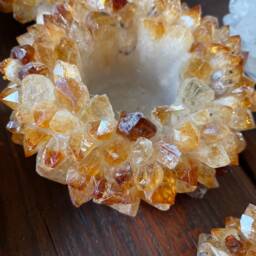 Premium Citrine Cluster Point Flower Petal Gemstone Druzy Candle/Tealight Holders Gift - thumbnail 3