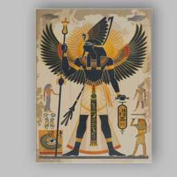 Winged Egyptian Goddess Hieroglyphic Vintage Style Illustration Canvas Wall Art Print Decor Picture Ready To Hang - thumbnail 1