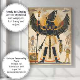 Winged Egyptian Goddess Hieroglyphic Vintage Style Illustration Canvas Wall Art Print Decor Picture Ready To Hang - thumbnail 3