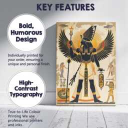 Winged Egyptian Goddess Hieroglyphic Vintage Style Illustration Canvas Wall Art Print Decor Picture Ready To Hang - thumbnail 2