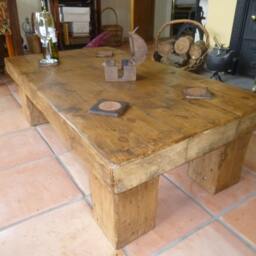 Handcrafted Rustic Coffee Table Made Form Reclaimed Timber - thumbnail 4
