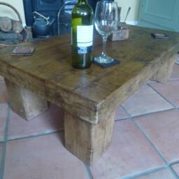 Handcrafted Rustic Coffee Table Made Form Reclaimed Timber - thumbnail 2