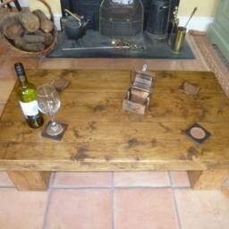 Handcrafted Rustic Coffee Table Made Form Reclaimed Timber - thumbnail 3