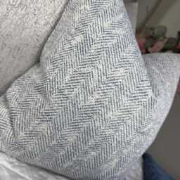 Blue Herringbone Cushion Cover, Woven Throw Pillow Cover For Sofa Bed -Furnishing Durable Designer Fabric Worldwide Shipping - Double Sided - thumbnail 4