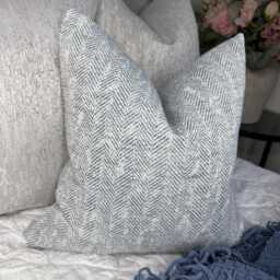 Blue Herringbone Cushion Cover, Woven Throw Pillow Cover For Sofa Bed -Furnishing Durable Designer Fabric Worldwide Shipping - Double Sided - thumbnail 1