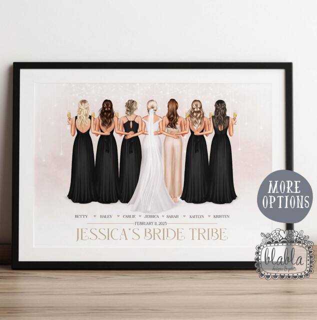 Bridal Party Personalised Gift, Gift For Bride, Bridesmaid Proposal, Wedding Print - image 1