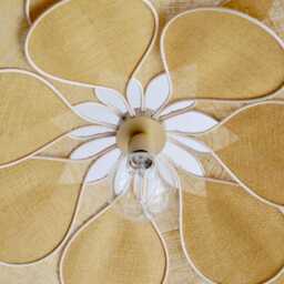 14. 14-Petal Linen & Rattan Flower Pendant Light - Chandelier Lamp Wall Handmade - thumbnail 3