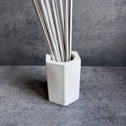 Concrete Pen Holder, Cement Pencil Utensil Cup, Geometric Office Organization, Octogon Vessel, Industrial Decor, Toothbrush Holder - thumbnail 3