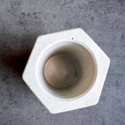 Concrete Pen Holder, Cement Pencil Utensil Cup, Geometric Office Organization, Octogon Vessel, Industrial Decor, Toothbrush Holder - thumbnail 4