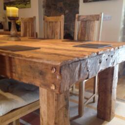 Chunky Rustic Dining Table Made From Old French Oak - thumbnail 3