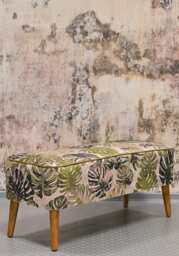Mr M Monstera Bench, Bedroom Bench, Upholstered Comfortable Entryway Modern Loft Style, Tropical Botanical Style - thumbnail 1