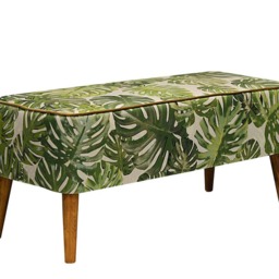 Mr M Monstera Bench, Bedroom Bench, Upholstered Comfortable Entryway Modern Loft Style, Tropical Botanical Style - thumbnail 3