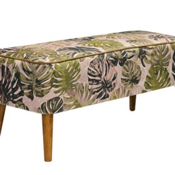 Mr M Monstera Bench, Bedroom Bench, Upholstered Comfortable Entryway Modern Loft Style, Tropical Botanical Style - thumbnail 2