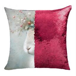 Personalized Rabbit Pillowcase Square Sequin Pillow Bunny Cushion Cover Accent Reversible - thumbnail 2