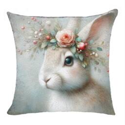 Personalized Rabbit Pillowcase Square Sequin Pillow Bunny Cushion Cover Accent Reversible - thumbnail 3