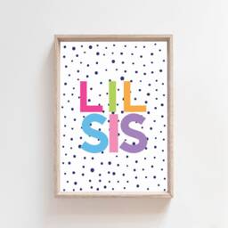 Lil Sister Print, Prints, Kids Wall Art, Children's Girls Nursery Rainbow Decor, Bedroom Prints - thumbnail 2