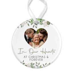 Memorial Christmas Bauble - Memory Ornament Keepsake Photo Ceramic - Floral in Our Hearts - thumbnail 2