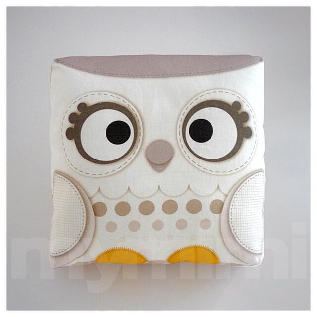 Snow Owl Pillow Handmade Woodland Nursery Decor - 7x7 - image 1