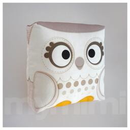 Snow Owl Pillow Handmade Woodland Nursery Decor - 7x7 - thumbnail 2
