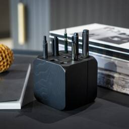 Handmade Dice Pen Holder Rotating Wooden Desk Organizer - thumbnail 3