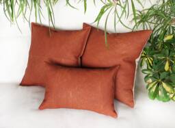 Terracotta Brown Faux Leather Fabric Lumbar Pillow Cover With Decorative Stitches/Modern Scandinavian Homes-1Pcs - thumbnail 1