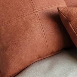 Terracotta Brown Faux Leather Fabric Lumbar Pillow Cover With Decorative Stitches/Modern Scandinavian Homes-1Pcs - thumbnail 4