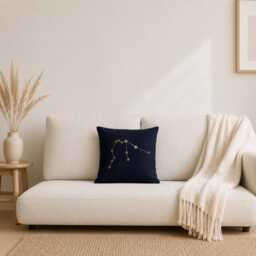 Aquarius Zodiac Pillow Cover, Constellation Throw Pillow, Astrology Cushion, Navy Gold Star Sign Home Decor - thumbnail 2