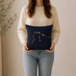 Aquarius Zodiac Pillow Cover, Constellation Throw Pillow, Astrology Cushion, Navy Gold Star Sign Home Decor - thumbnail 3