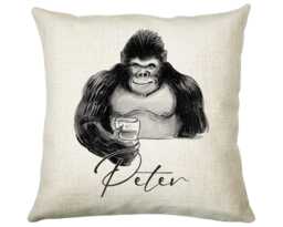 Personalised Gorilla Cushion Gift Printed Name Design - Throw Pillow For Dad Friend Bedroom Birthday Christmas Cs500 - thumbnail 1