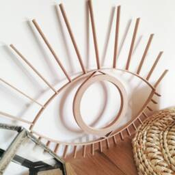 Wooden Boho Eye - Geometric Evil Sculpture 3D Hanging Wall Art Figure Decor Scandinavian Style Hygge - thumbnail 2